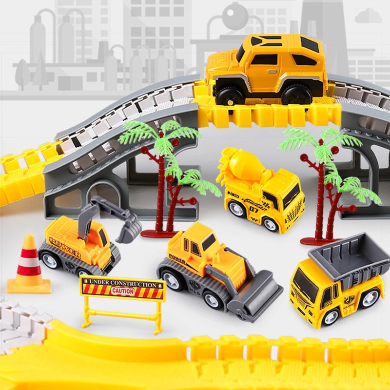 Construction Track Playset - 135pcs Building Toy Set