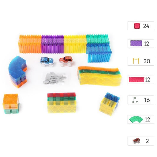 Premium Magnetic Tiles - 108pcs Car Track Building Toy Set