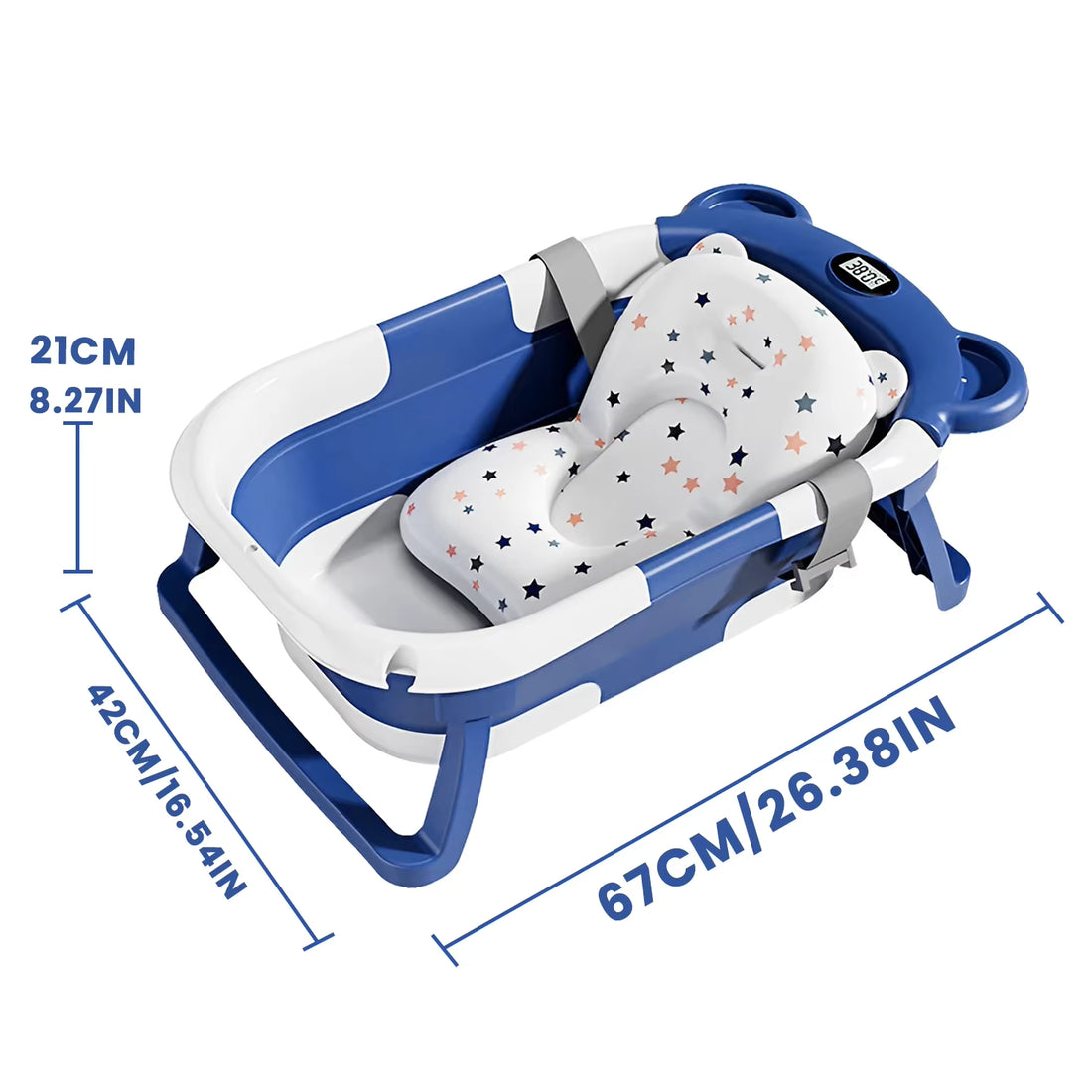BabyBath Nest dimensions: 67 cm long, 42 cm wide, 21 cm deep
