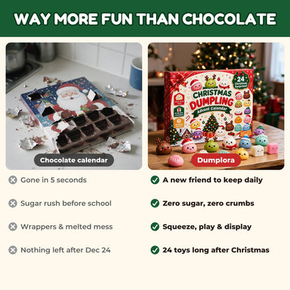 Squishy advent calendar compared with a chocolate advent calendar