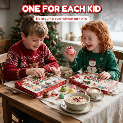 Brother and sister each with their own squishy advent calendar