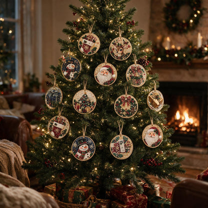 Christmas tree decorated with twelve sparkling handmade gem ornaments