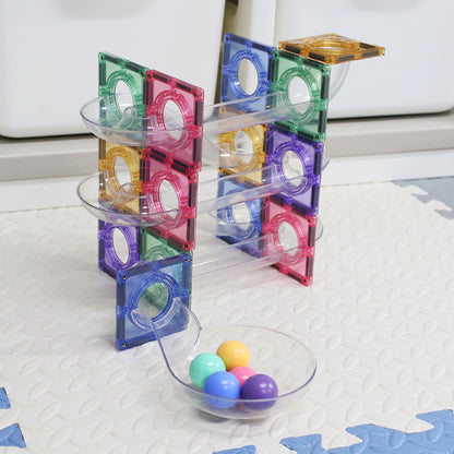 Premium Magnetic Tiles - 80pcs Pastel Marble Run Building Toy Set