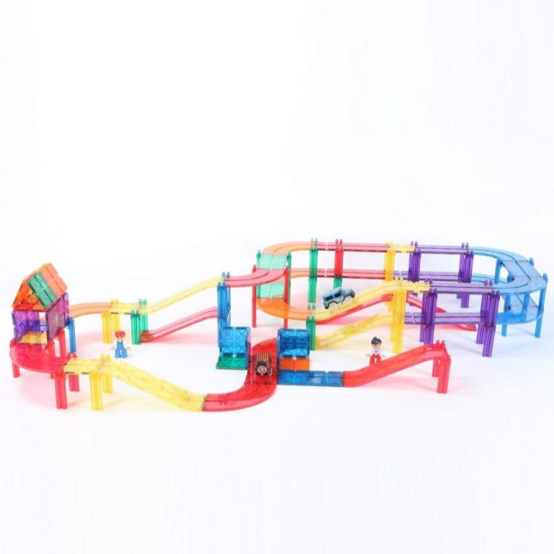Premium Magnetic Tiles - 108pcs Car Track Building Toy Set